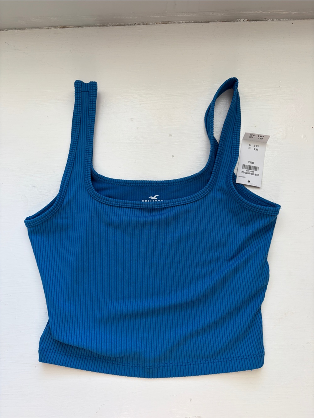 Hollister Ribbed Teal-Blue Square Neck Crop Tank